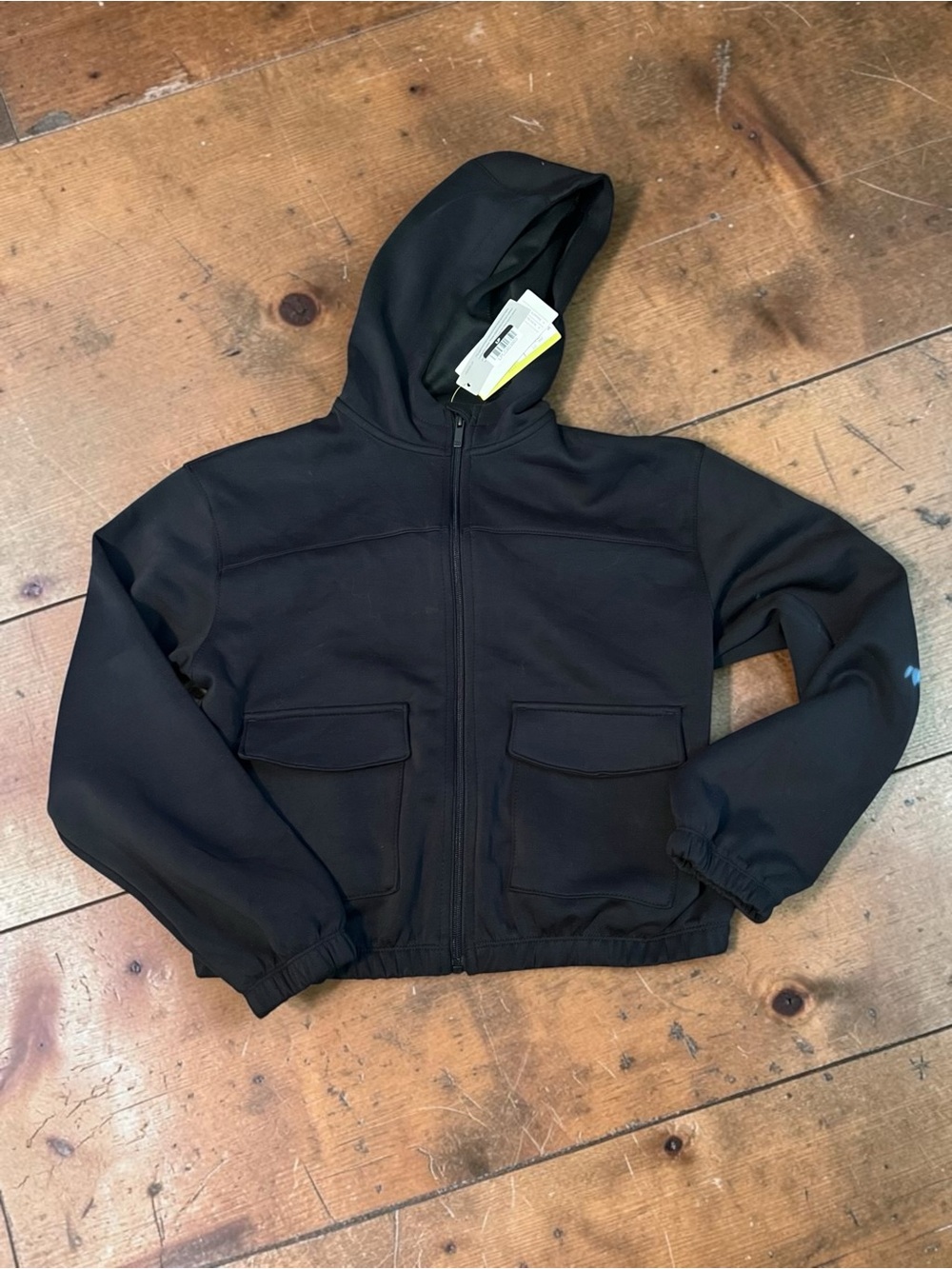 Target Women's Black Hooded Zip Front Sweatshirt Airy Sleek